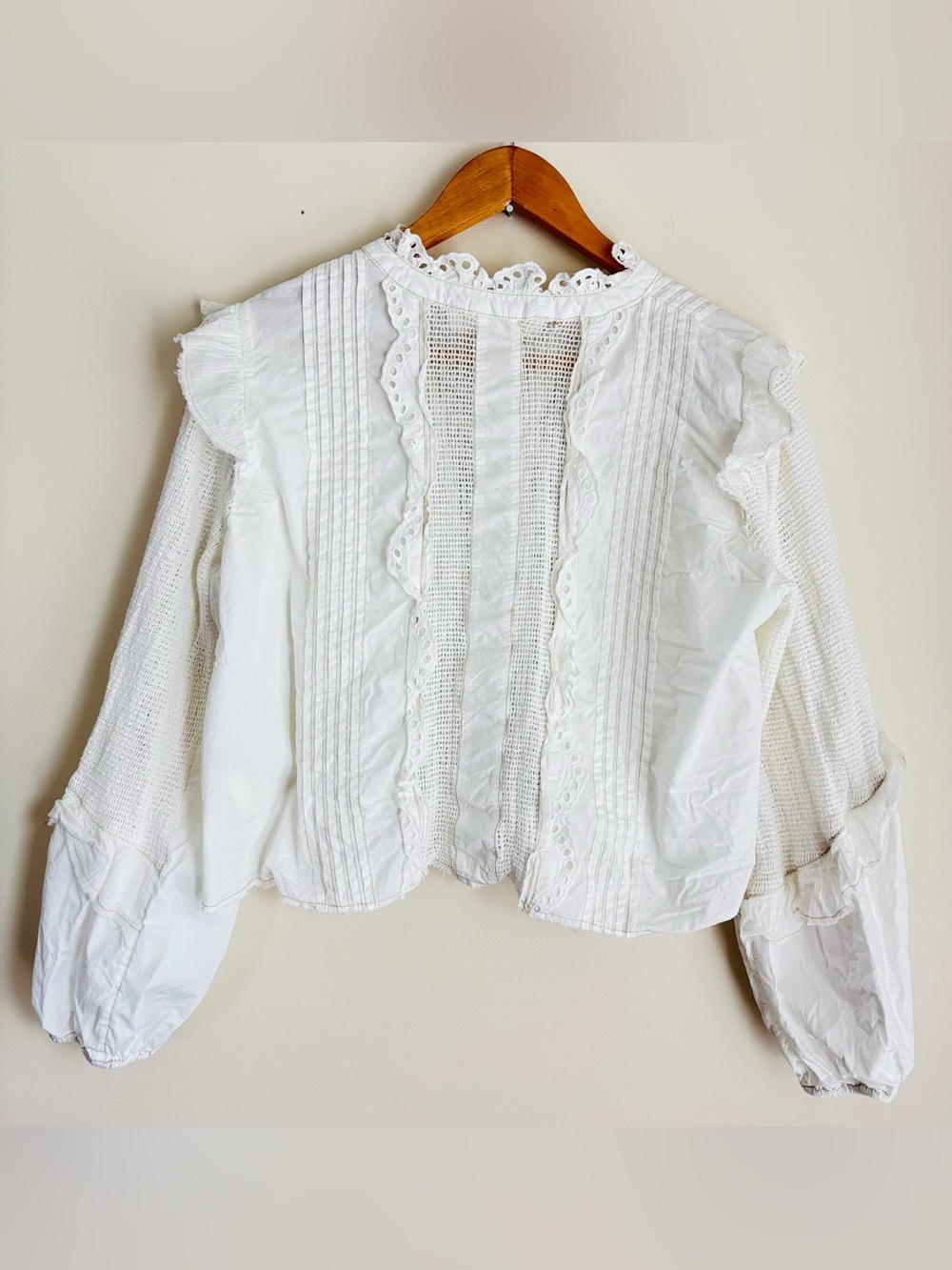 Free People Masai Mar Ruffle Blouse-Ivory Small ❤️SOLD OUT❤️ - Picture 5 of 8